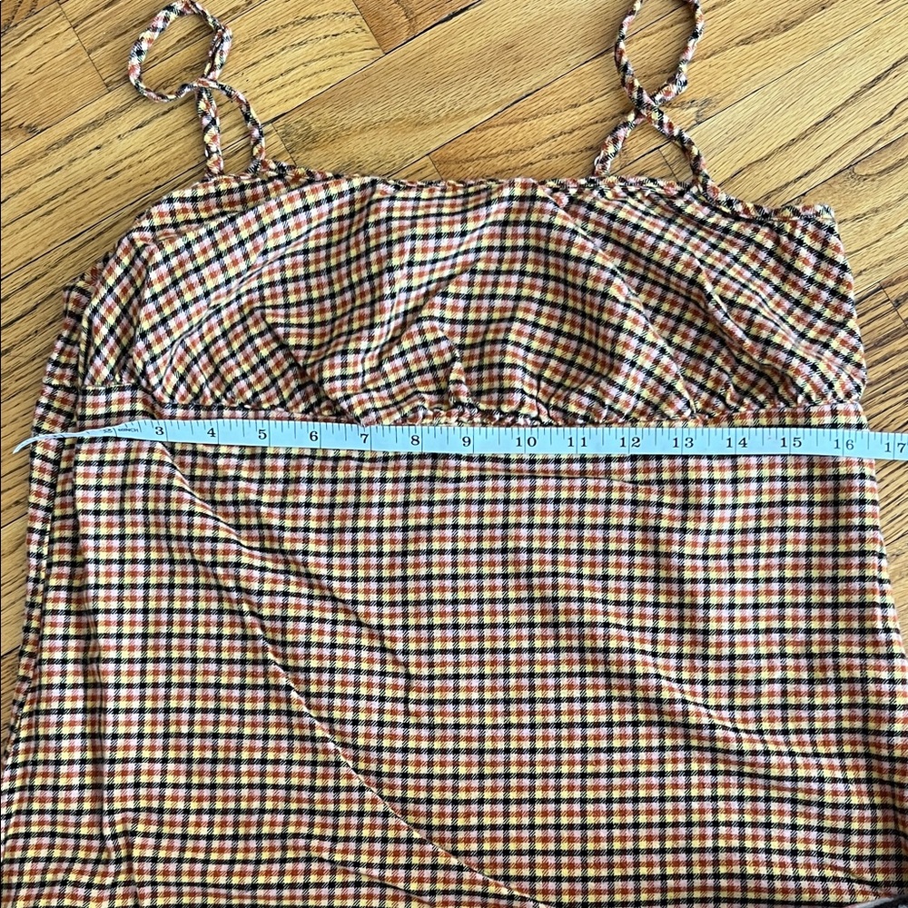 wild fable Brown Plaid Mini Dress with Thin Straps - Picture 4 of 5